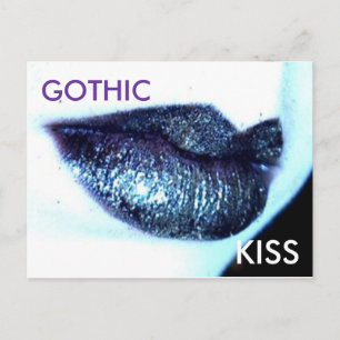 Carte Postale parties scintillant, GOTHIQUE, KISS