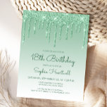Carte Postale Parties scintillant Green 18th Birthday Party Invi<br><div class="desc">Cette invitation branchée à 18e anniversaire présente une bordure étincelante verte fausse parties scintillant et un arrière - plan sombre. Les mots "18ème anniversaire" et le nom de l'invité d'honneur apparaissent dans le script décontracté d'écriture verte,  le reste du texte personnalisable dans la police verte sans serif.</div>