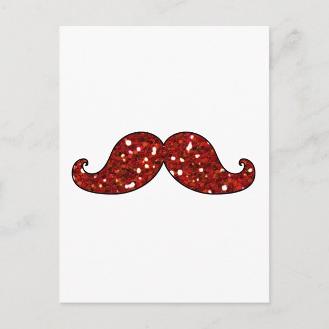 Carte Postale Parties scintillant IMPRIMÉE FUNNY RED MUSTACHE (Devant)