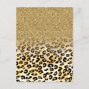 Carte Postale Parties scintillant moderne Leopard Motif Gold  Om