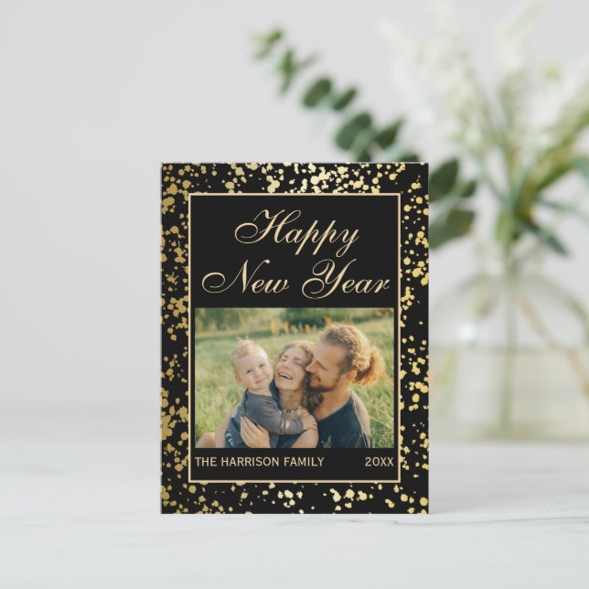 Carte Postale Parties scintillant or brillant Nouvel An Photo No (Debout devant)