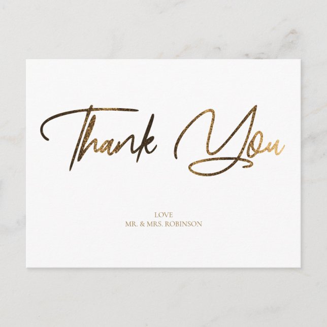 Carte Postale Parties scintillant or Chic & Merci blanc Personna (Devant)