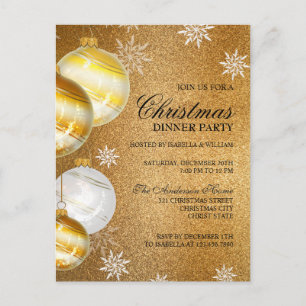 Carte Postale Parties scintillant Or de luxe Baubles Noël Invita