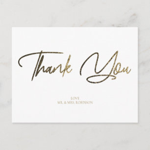 Carte Postale Parties scintillant or et argent Chic Merci noir P