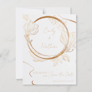 Carte Postale Parties scintillant Or Floral Script Mariage Enreg