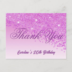 Carte Postale Parties scintillant rose, Merci du 20e anniversair