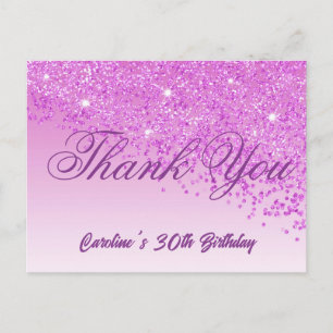 Carte Postale Parties scintillant rose, Merci du 30e anniversair