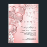Carte Postale Parties scintillant rose Rose Or Balloon N'importe<br><div class="desc">Moderne Elégant rose rose rose rose Parties scintillant or étincelante Bannière Bannière N'importe quel âge Anniversaire</div>