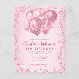 Carte Postale Parties scintillant rose vif Étincelle Anniversair