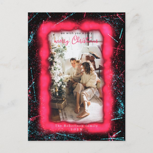 Carte Postale Parties scintillant rouge Vacances encadrée Photo  (Devant)