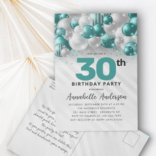 Carte Postale Parties scintillant turquoise de Ballons verts N'i