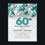 Carte Postale Parties scintillant turquoise verte en ballons d'a<br><div class="desc">Glam Turquoise Vert Ballons d'argent Parties scintillant étinceler n'importe quel âge Anniversaire Invitation</div>