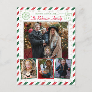 Carte Postale Parties scintillant vintage Photos de famille Aéro