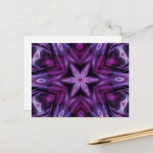Carte Postale Parties scintillant violette Coeur et Fleur Motif