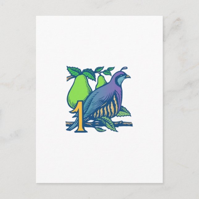 Carte Postale Partridge dans un arbre à poires (Devant)