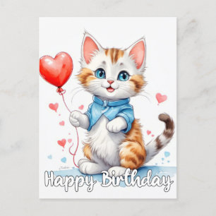 Carte Postale Party Animal Kitty Cat - Joyeux Anniversaire