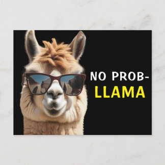 Carte Postale Pas d'Alpaga Cool Prob-Llama avec lunettes de sole