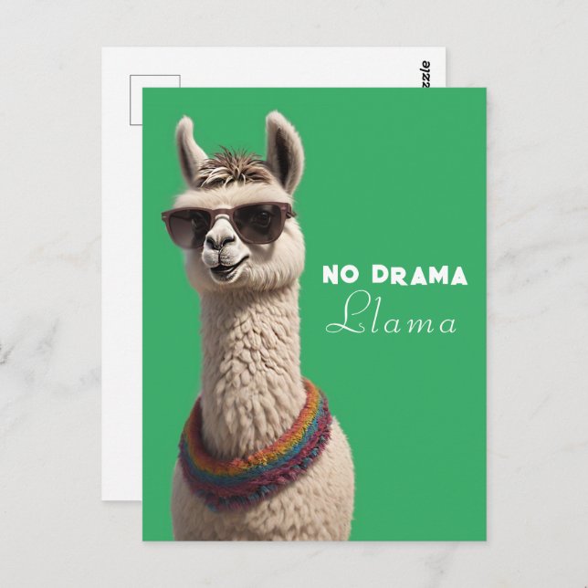 Carte Postale Pas de Drama Llama Funky Alpaca Lunettes de soleil (Devant / Derrière)