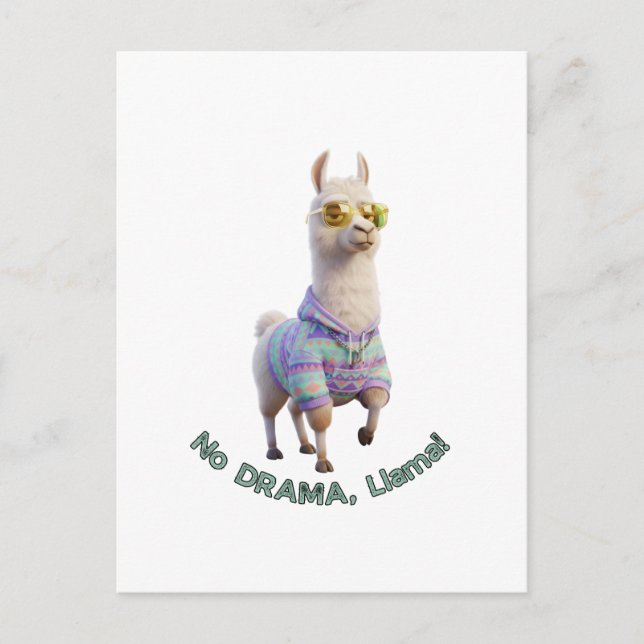 Carte Postale Pas de Drame, Lama ! – Lama Drôle et Cool (Devant)