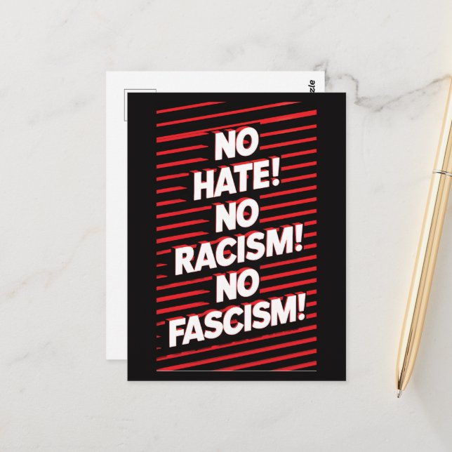 Carte Postale Pas de haine contre le racisme (Devant/Arrière en situation)