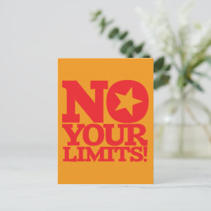 Carte Postale Pas De Limites ! Texte rouge orange BG vertical