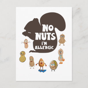 Carte Postale Pas de noix Je suis Allergic Peanut Sensibilisatio