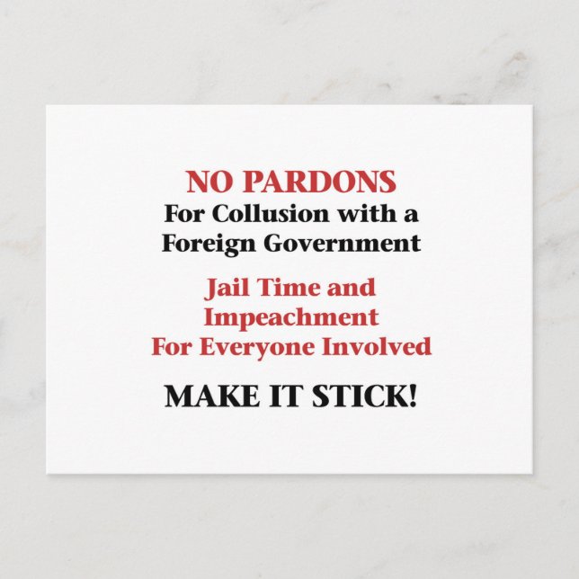 Carte Postale Pas de pardon pour la collusion ! (Devant)