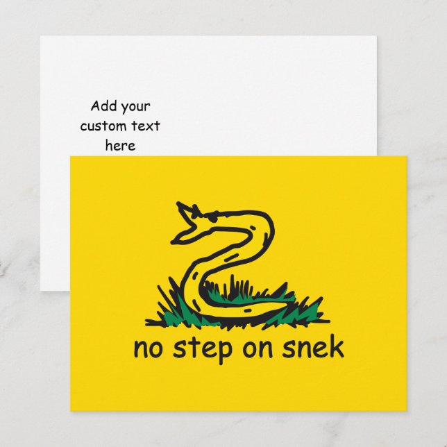 Carte Postale Pas de pas sur les mèmes de serpent Gadsden parodi (Devant / Derrière)