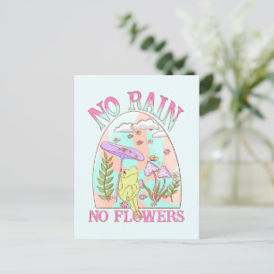 Carte Postale Pas de pluie, pas de fleurs - Floral et champignon