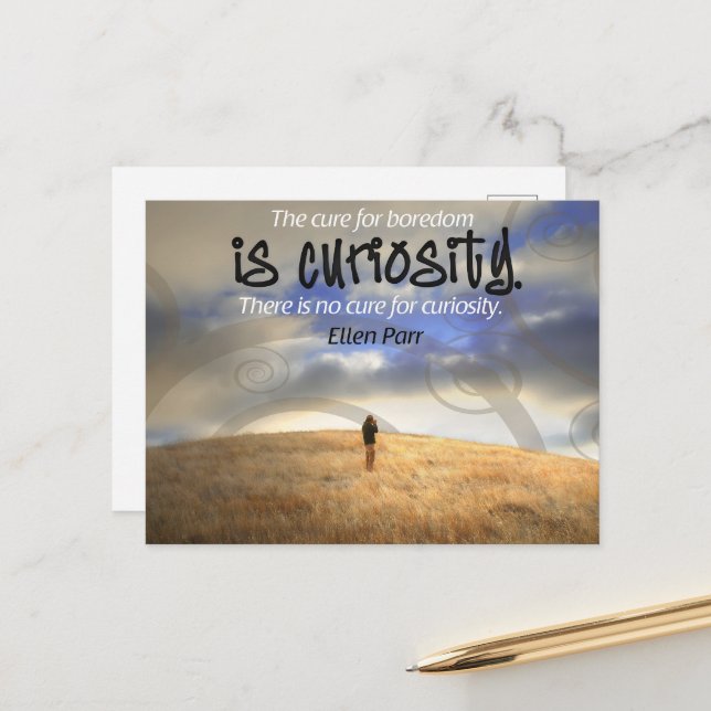 Carte Postale "Pas de remède à la curiosité" Citation inspirée P (Devant/Arrière en situation)