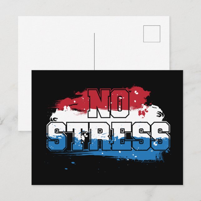 Carte Postale Pas de stress - Mentalité positive rouge blanc ble (Devant / Derrière)