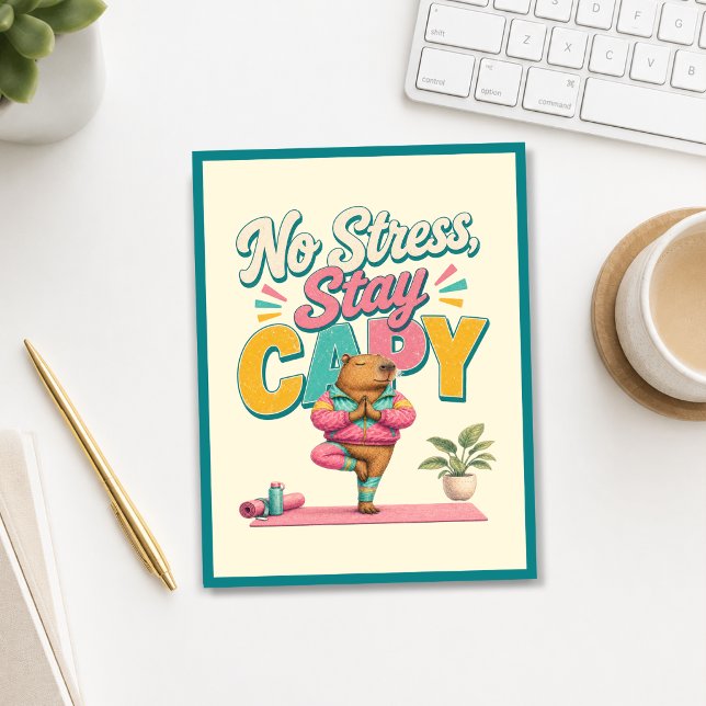 Carte Postale Pas de stress, reste capy ! Yoga Chill Capybara (No Stress Stay Capy! Yoga Chill Capybara Postcard)