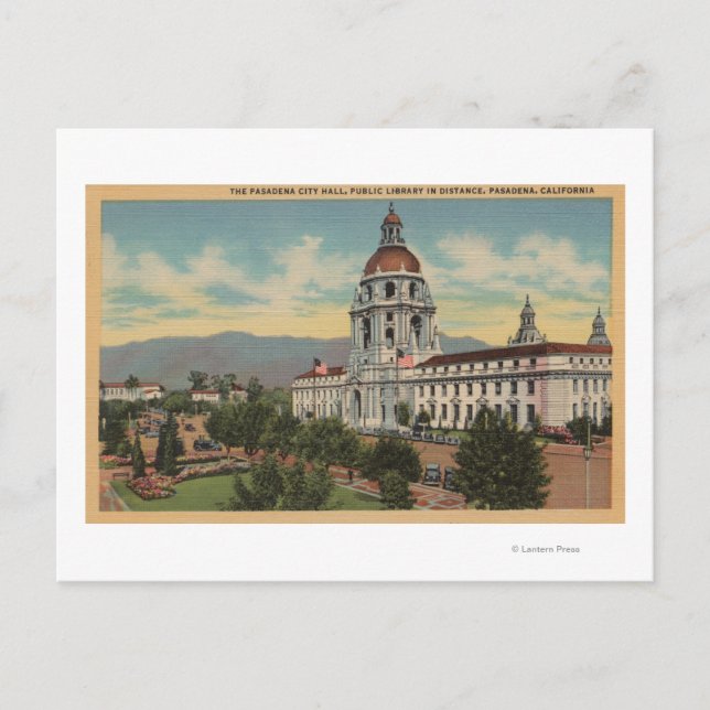Carte Postale Pasadena, CA - View of City Hall & Public Librar (Devant)