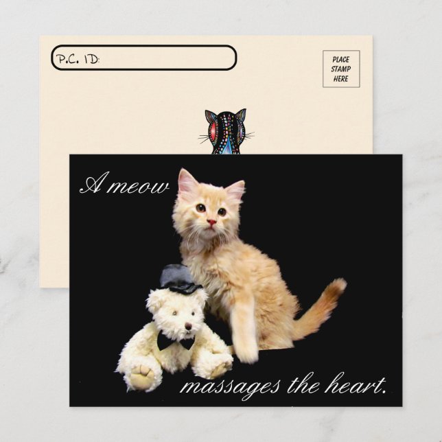 Carte Postale Passage à niveau - Cat Pic - Sundrop et Teddy Bear (Devant / Derrière)