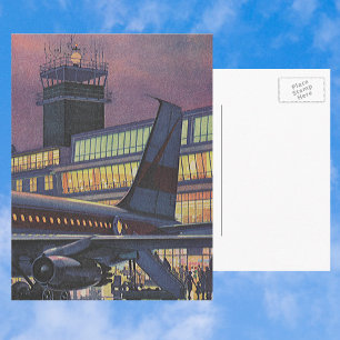Carte Postale Passagers d'affaires vintage dans un avion à l'aér
