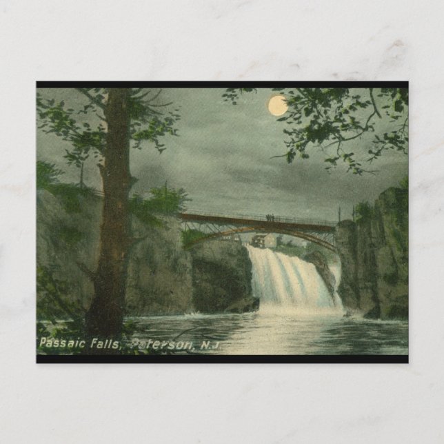 Carte Postale Passaic Falls, Paterson NJ Vintage (Devant)