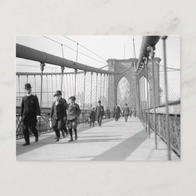 Carte Postale Passants du pont de Brooklyn, 1909 (Devant)