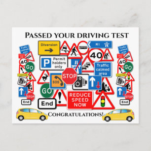 Carte Postale Passé votre test de conduite ~ Félicitations!