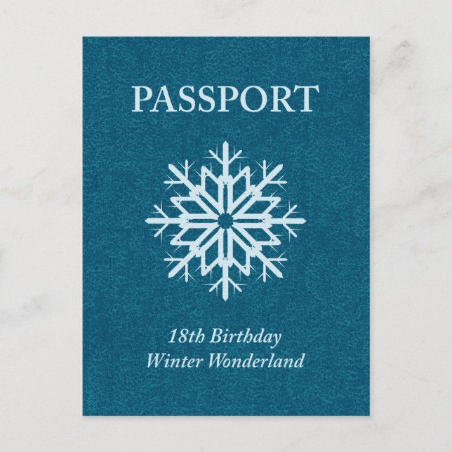 Carte Postale passeport d'hiver merveilleux 18e anniversaire (Devant)