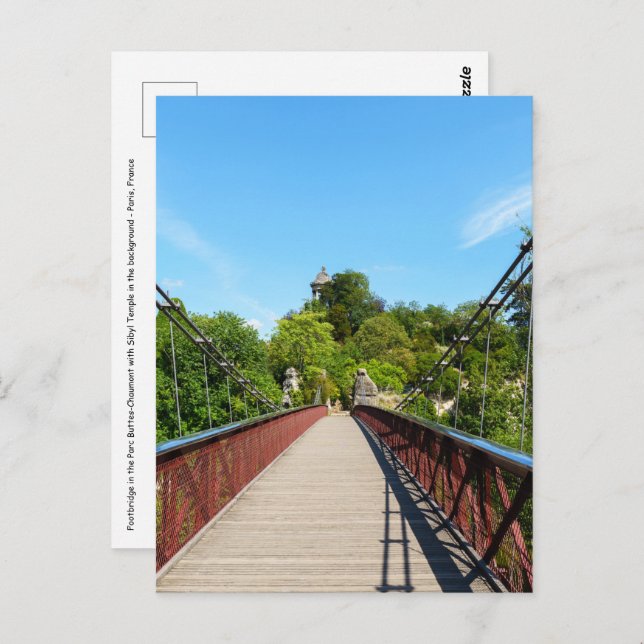 Carte Postale Passerelle dans le Parc des Buttes-Chaumont - Pari (Devant / Derrière)