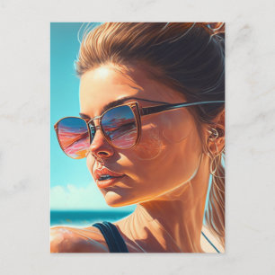 Carte Postale Passez un bel été Belle femme à la plage