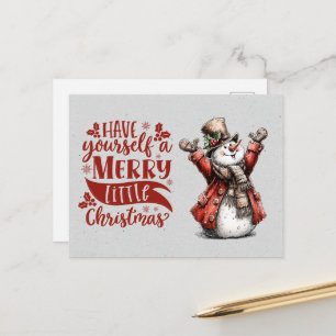 Carte Postale Passez un Joyeux Petit Noël Bonhomme de Neige