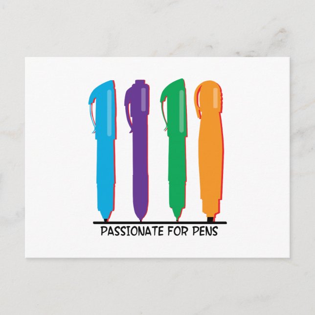 Carte Postale Passionné Pour Les Stylos (Devant)