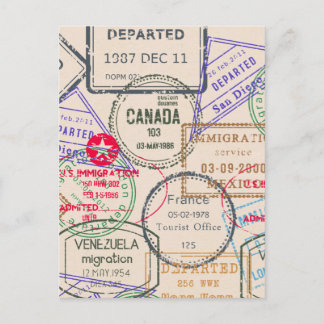 Carte Postale Passport Stamps Travel