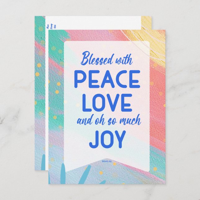 Carte Postale Pastel Abstract Peace Love Joy Christmas Post Card (Devant / Derrière)