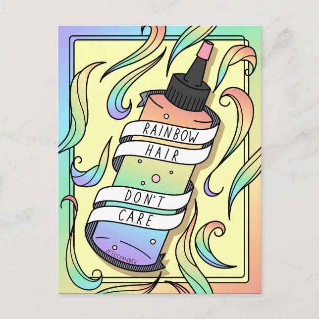 Carte Postale Pastel Arc-en-ciel Bouteille Ado Cartoon fille (Devant)