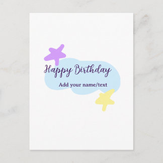 Carte Postale Pastel blue clouds stars purple happy birthday nam
