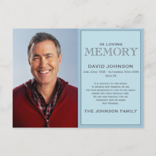 Carte Postale Pastel Blue Memorial Famille Remerciements