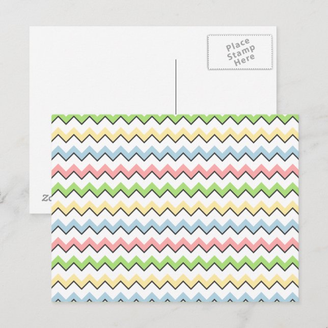 Carte Postale Pastel Chevron-Drop Shadow par Shirley Taylor (Devant / Derrière)