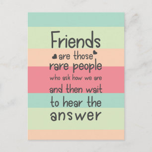Carte Postale Pastel Cute Friends rare Friendship Citation Grand